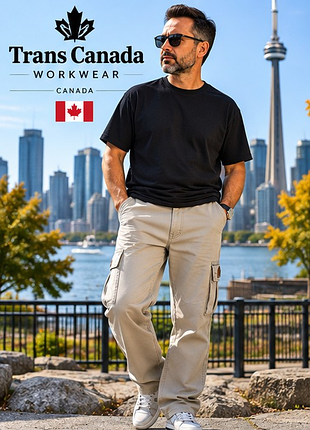 Чоловічі штани карго trans canada workwear — нові, бежеві, 100% бавовна, w30 l30, стиль streetwear