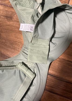 Бюстгальтер спортивний m&s goodmove ultimate support 38/85 d, фісташковий, однотонний, на кісточках, без поролону, новий, оригінал. 7