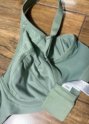 Бюстгальтер спортивний m&s goodmove ultimate support 38/85 d, фісташковий, однотонний, на кісточках, без поролону, новий, оригінал. 5
