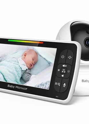 Відеоняня baby monitor onepro sm-650 з 5-дюймовим рк-монітором/ з датчиком звуку/нічне бачення/поворотна відеовоняня
