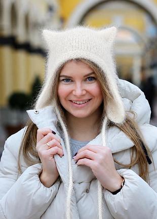 Чепчик коточепчик ангоровий пухнастий