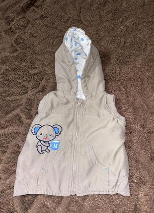 Жилетка з капюшоном baby club (c&a) 56 р. з коалою, бежева, на блискавці
