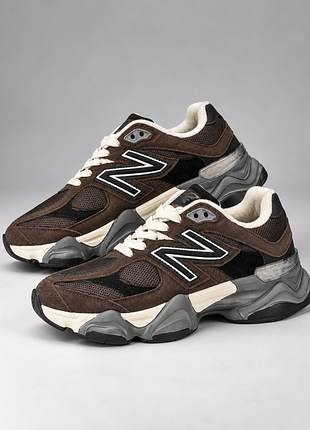 New balance 9060 темно коричневые термо