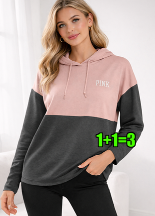 🤩1+1=3 брендове худі з капюшоном лонгслів светр victoria`s secret, розмір 44 - 46