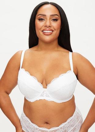 Білий мереживний бюстгальтер ann summers sexy lace padded plunge bra 36dd 80e, push-up, ущільнені чашечки, глибоке декольте, новий, оригінал.