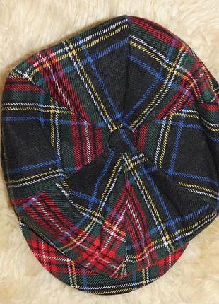 Кепка восьмиклинка шерстяная made in italy в клетку тартан newsboy cap новая