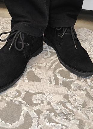 Мужские черные замшевые дезерты ботинки-чука chukka boots демисезонные на шнуровке с плоской подошвой р.44 стелька 28-28,5 см