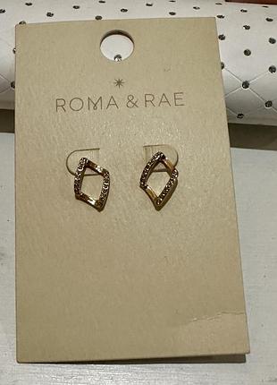 Сережки жіночі roma & rae золотисті з кристалами