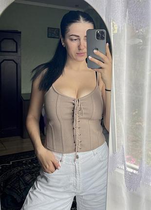 Майка на бретелях топ zara
