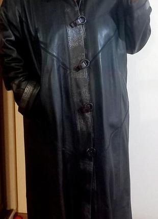Жіночий плащ, чорний, шкіряний