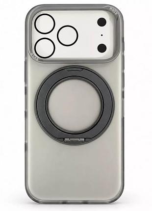 Чехол-бампер rock crystal classic rotating series с поворотной подставкой и magsafe для apple iphone 18 pro сірий