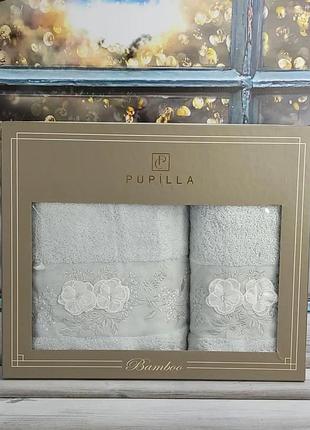 Набор люксовых бамбуковых полотенец pupilla 2 штуки cristina mint