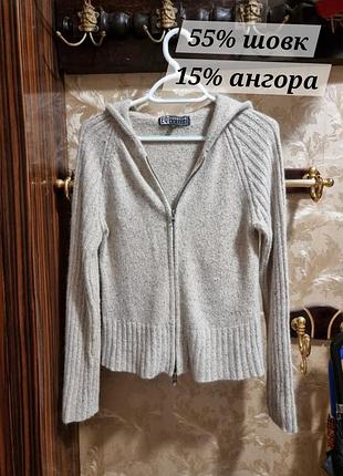 Шовковий худі реглан з капюшоном ангора в стилі burberry шовк silk шовкова шелк шелковая худи кофта