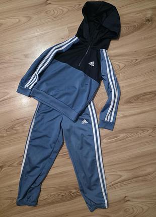 Спортивні дитячі adidas tiberio 3-stripes colorblock fleece синій з чорним