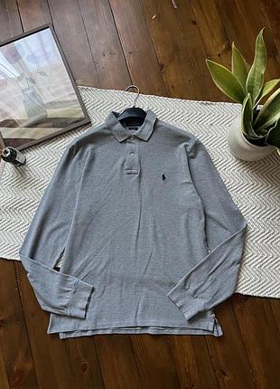 Чоловіче поло з довгим рукавом ralph lauren сіре