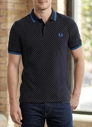 Оригінальне поло fred perry (slim fit) в горошок, розмір s