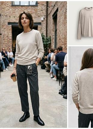 Крутой шерстяной свитер zara regular fit wool jumper. 100% вовна.