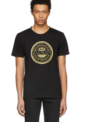 Футболка balmain black coin logo t-shirt