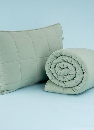 Одеяло с подушками и наволочками набор 5 шт king size 220×240 см othello egeo life зеленый-экрю