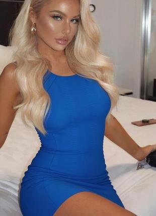 Сукня синя коротка приталена h&amp;m 💙 обтягивающее платье футляр без рукавов ⚡ платье из фактурной ткани электрик💙 красивое женское платье 💙 фирменно
