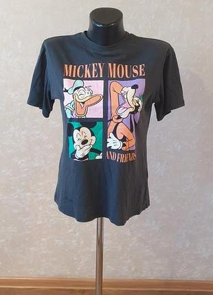 Футболка оверсайз h&amp;m disney mickey mouse (раскид 134-140 см, 8-10 лет) темно-серая