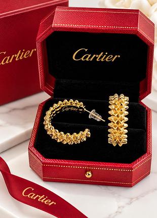 Серьги-кольца cartier лимонное желтое золото с мешочком