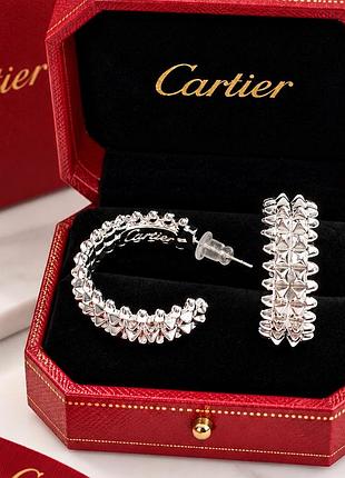 Серьги-кольца cartier серебряные с мешочком