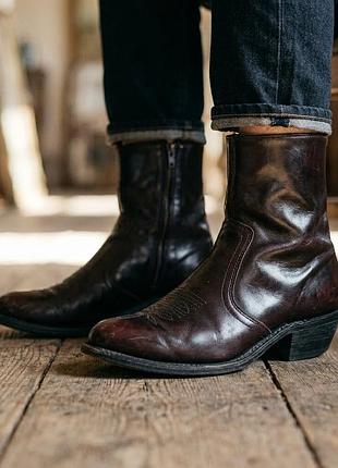 Leather classics винтажные кожаные ковбойские сапоги,вестерн,техас 42-42.5