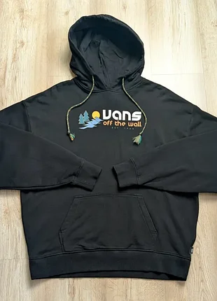 Худі vans off the wall чорне оверсайз бавовна, розмір m