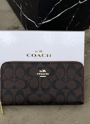 Гаманець жіночий coach коричневий великий зі змійкою