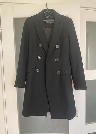 Пальто жіноче zara приталене двобортне чорне