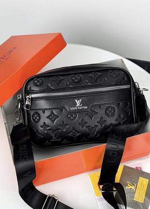 Крос-боді чоловіча louis vuitton чорна шкіряна