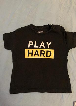 Чорна футболка play hard 9 місяців і старше 80 86 розмір
