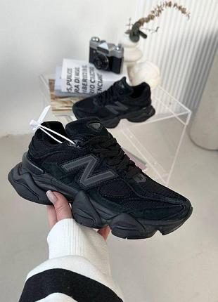 Кросівки жіночі 9060 black (зеленуватий відтінок), натуральна замша