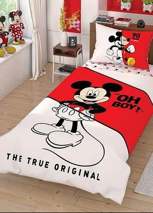 Постільна білизна підліткова ранфорс 100% бавовна 160×220 см tac mickey mouse cek червона
