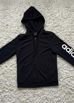 Спортивна чорна кофта на блискавці (зіп-худі) adidas у чудовому стані.