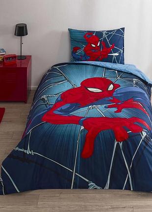 Постельное белье подростковое ранфорс 100% хлопок 160×220 см tac spiderman rise синяя