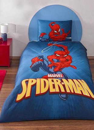 Постельное белье подростковое ранфорс 100% хлопок 160×220 см tac spiderman classical синяя