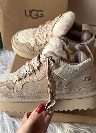 Ugg lowmel sneaker beige 39, зимові кросівки дуті, жіночі кросівки на меху, жіночі угги, жіночі уггі, бежеве зимове взуття 39, угі снікерси ugg lowmel