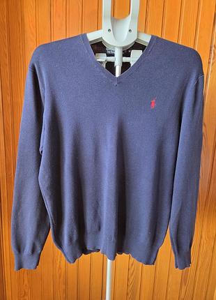 Чоловічий пуловер polo ralph lauren m, синій, 100% бавовна pima