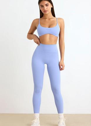 Новые спортивные леггинсы bo+tee xl, голубые, высокая посадка