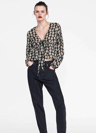 Стильна блуза zara з принтом у ромашки 2