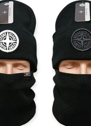 Комплект бафф + шапка stone island