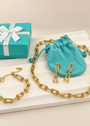 Набор украшений tiffany style из нержавеющей стали: колье, браслет и серьги