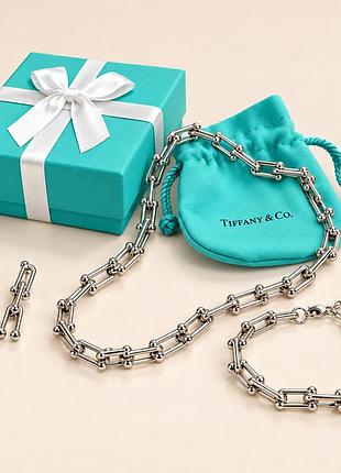 Набор украшений tiffany style из нержавеющей стали: колье, браслет и серьги