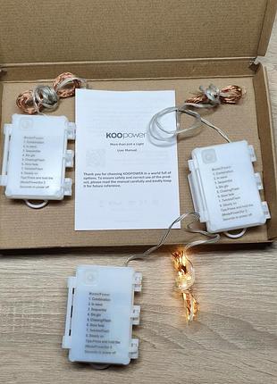 Гирлянда led роса koopower на батарейках 8 режимов ip65 (комплект 3 шт)