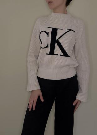 Жіночий светр calvin klein jeans, молочний/бежевий/кремовий колір