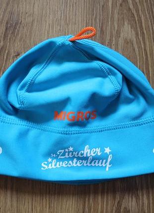 Спортивная шапка унисекс тонкая odlo polyknit warm (34. zürcher silvesterlauf) / бледно-голубая / one size