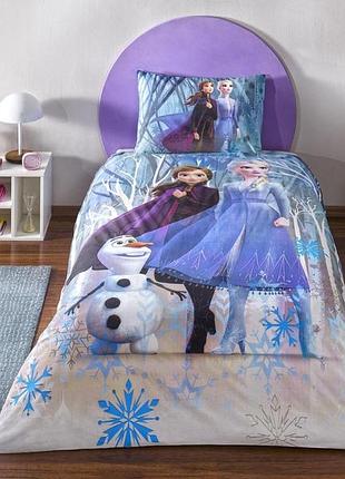 Постільна білизна підліткова ранфорс 100% бавовна 160×220 см tac frozen winter блакитна