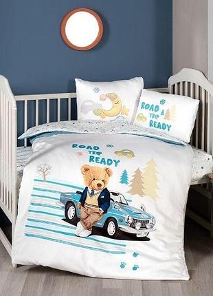 Постельное белье детское сатин 100% хлопок 100×150 см first choice monty голубая